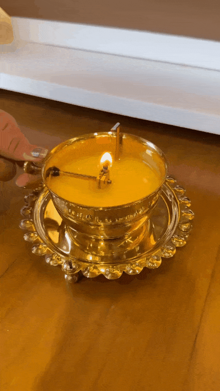 Golden Brass Akhand Jyot Diya – Eternal Flame Diya for Puja | Bonzizo