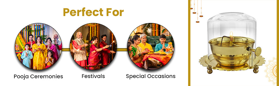 Golden Brass Akhand Jyot Diya – Eternal Flame Diya for Puja | Bonzizo